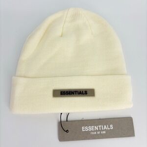 New ESSENTIALS Fear of God Cream Knit Beanie Hat Men's One‎ Size